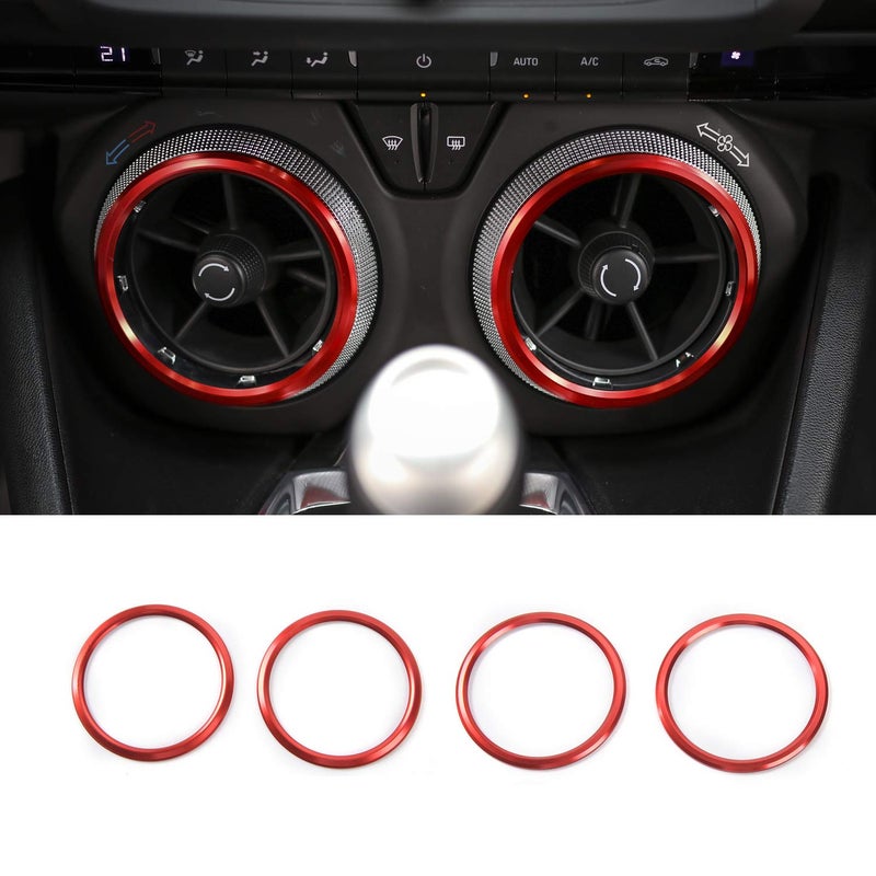 Keptrim for Camaro Accessories AC Knobs Air Conditioner Outlet Vent Trim for 2016-2020 Chevrolet Camaro, Red Aluminum, 4pcs - Image 1
